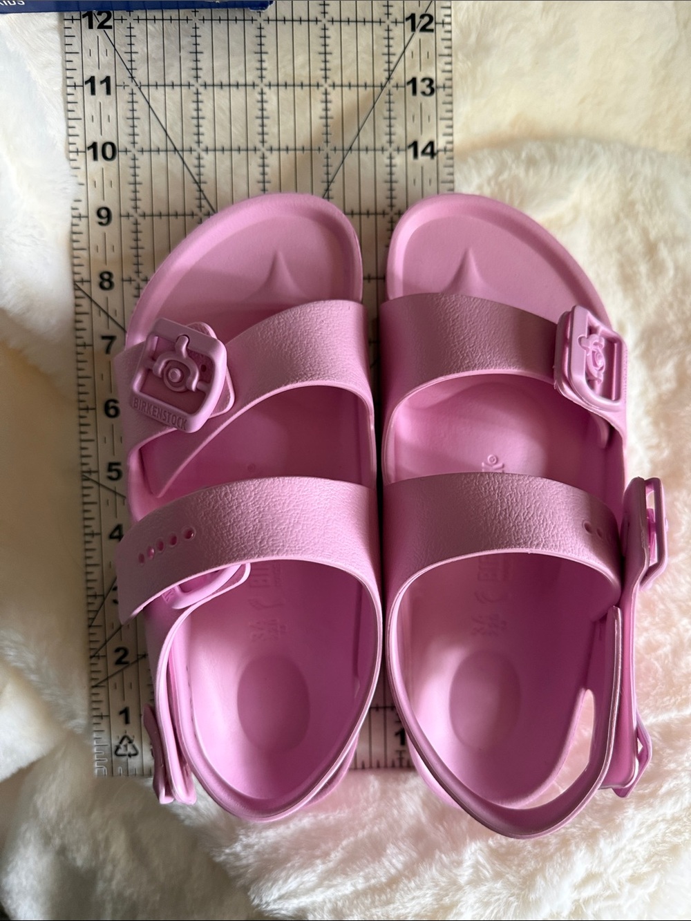 Birkenstock Pink EVA Two-Strap Kids Sandals with Buckles